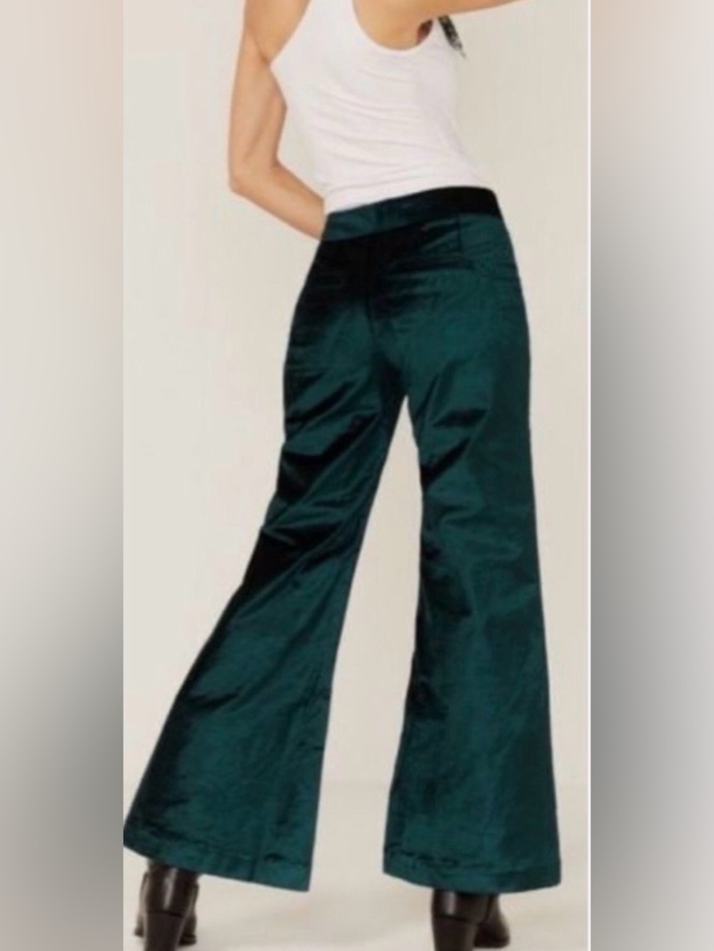 Free People Emerald Green Velvet Flared Pants